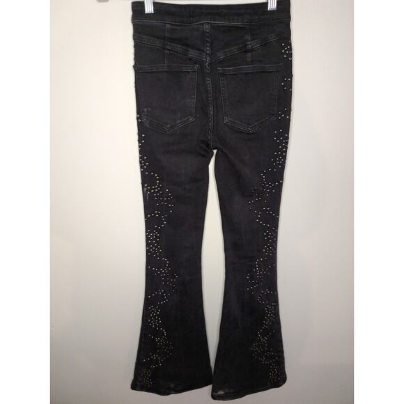 Free people love forever cowgirl studded embellished gray denim flare jeans 25 - Picture 7 of 13
